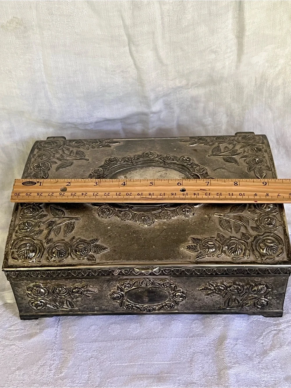 Godinger Ornate Floral Metal Jewelry Box - Silver Tone